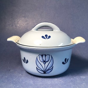 Vintage Holland Cast Enamel Lidded Ramekin Dish