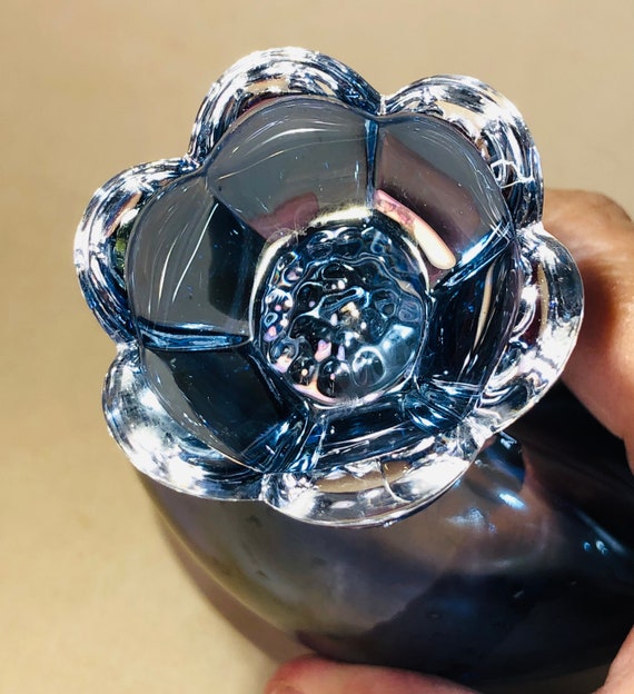 Vintage Blue Iridescent Perfume Bottle - image 5