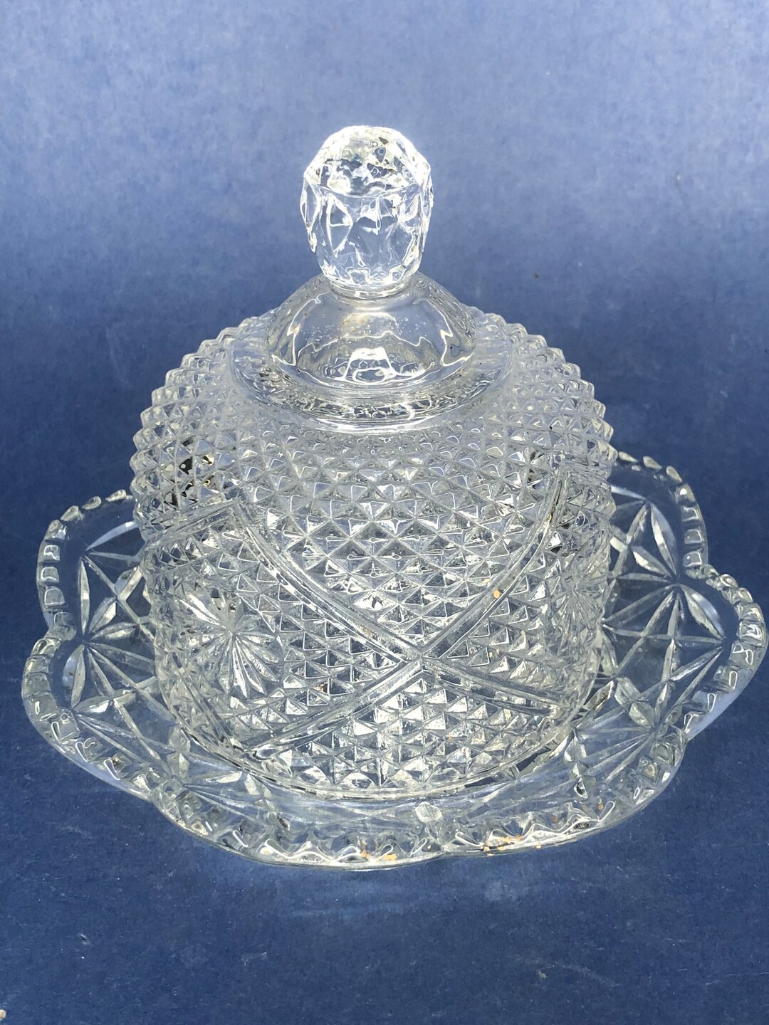 Vintage Fostoria Avon Crystal Butter Dish Etsy