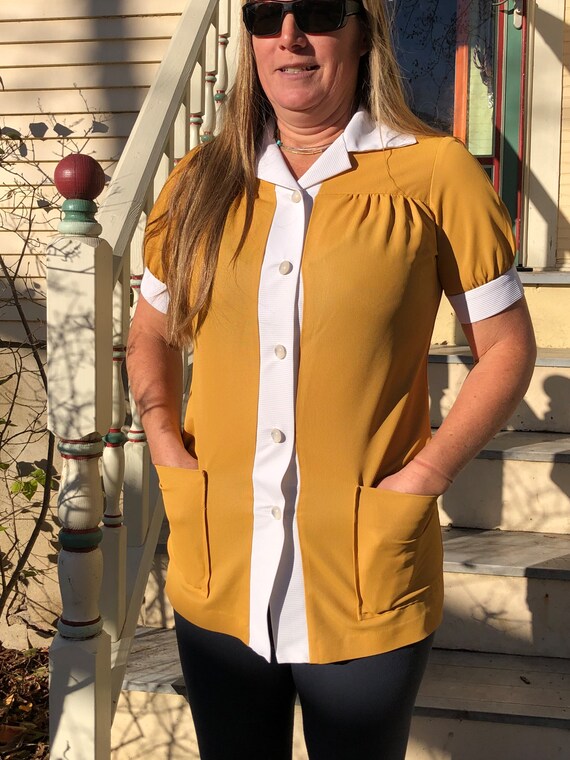 1960’s La Grace Diner Blouse Mustard Yellow - image 2