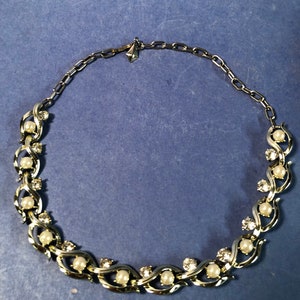 Vintage Necklace Faux Pearls and Rhinestones image 1