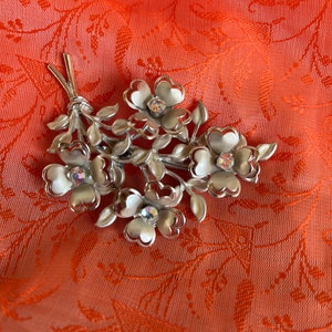 Vintage Coro Silver Flower Brooch