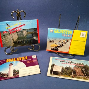 Cartes postales vintage dépliantes souvenirs - Biloxi, Oklahoma, Saint-Augustin et Galveston