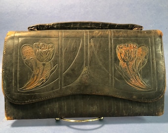 Antique Tooled Leather Bag