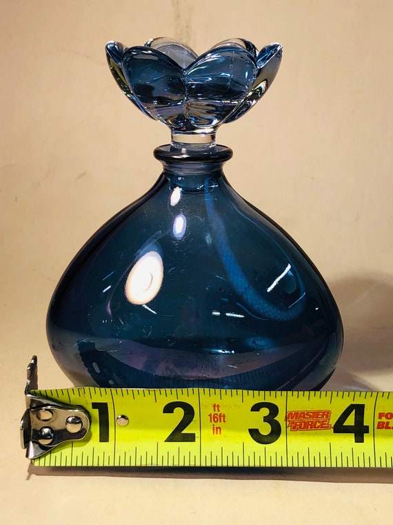 Vintage Blue Iridescent Perfume Bottle - image 4