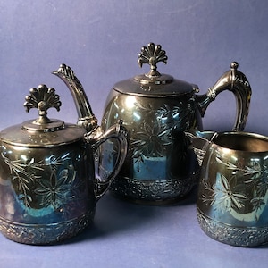 Antique L Atkinson Triple Plate Tea Set