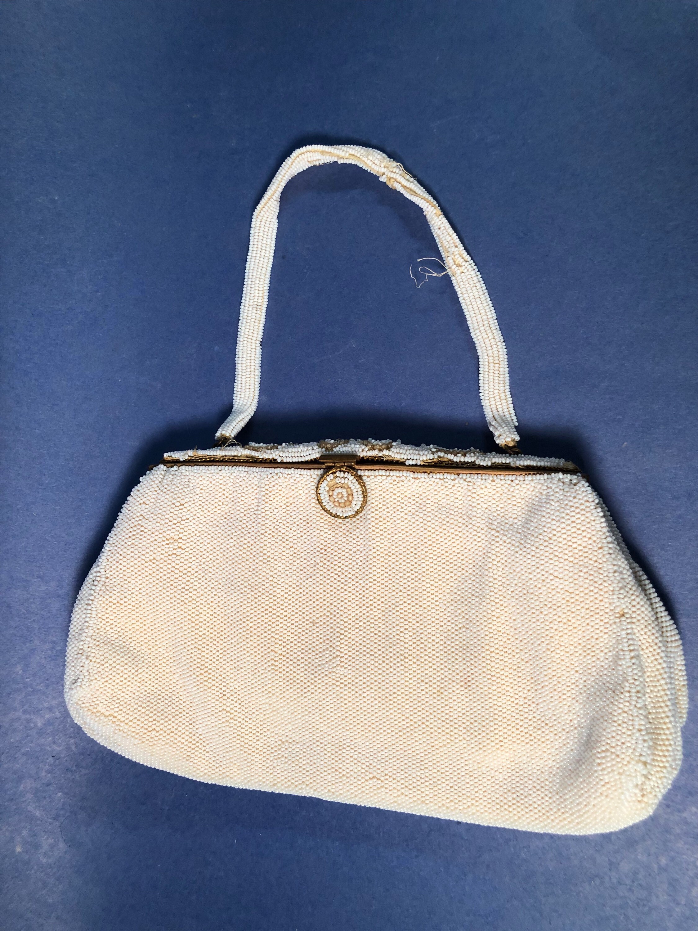 VINTAGE Hand Made in FRANCE for Jorelle Bags White Beaded Purse Wedding  Evening