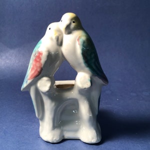 Vintage Lovebirds Ceramic Planter