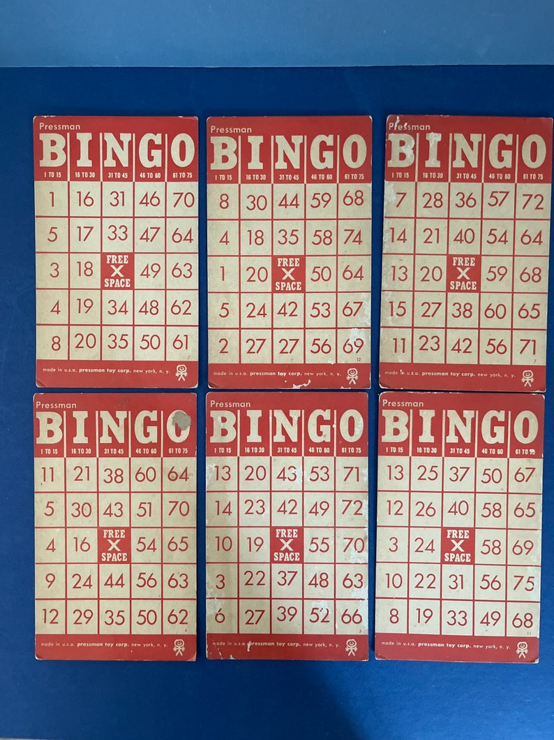 Vintage Pressman Bingo Game Cards Etsy