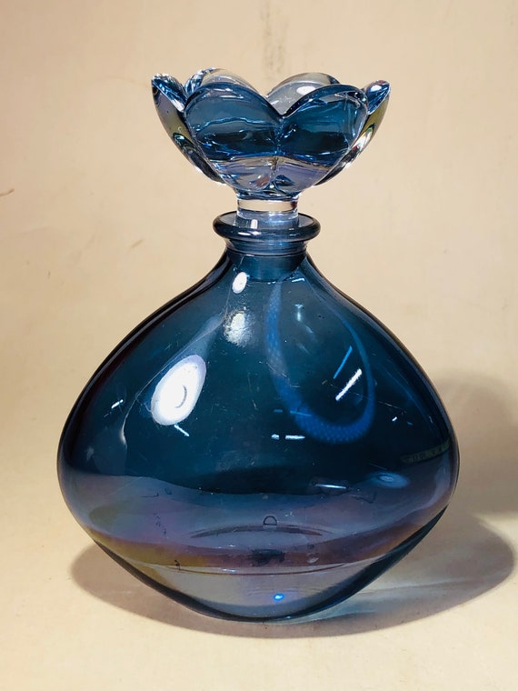 Vintage Blue Iridescent Perfume Bottle - image 6