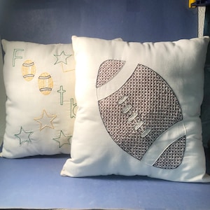 Hand Stitched Embroidery Cross Stitched Football Pillows