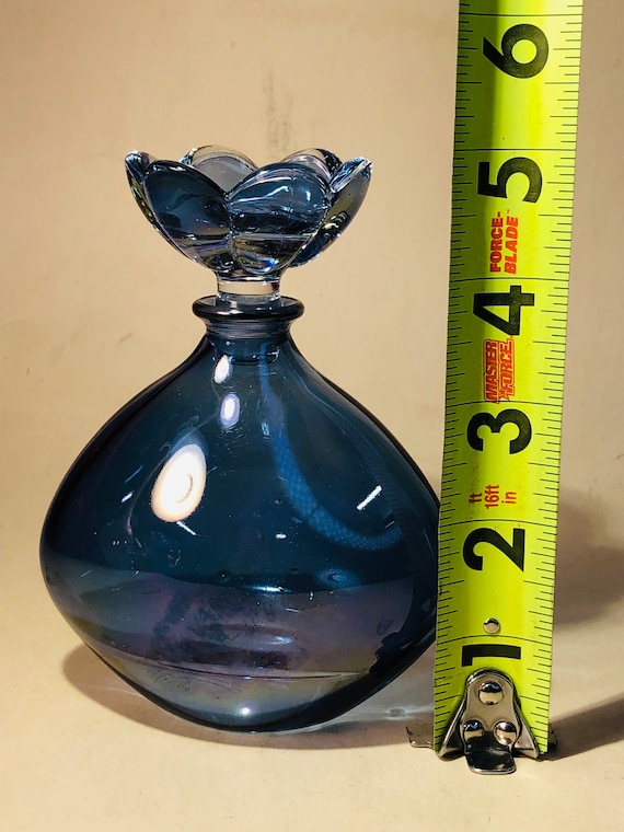 Vintage Blue Iridescent Perfume Bottle - image 3