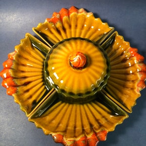 California Pottery Plat de service divisé Lazy Susan MidCentury