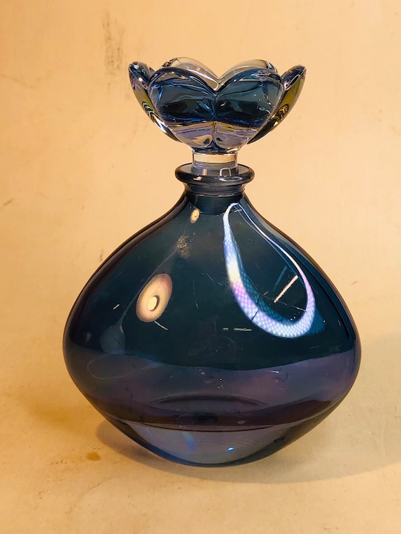 Vintage Blue Iridescent Perfume Bottle
