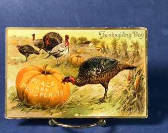 Embossed Tucks Peace and Prosperity Thanksgiving Postcard