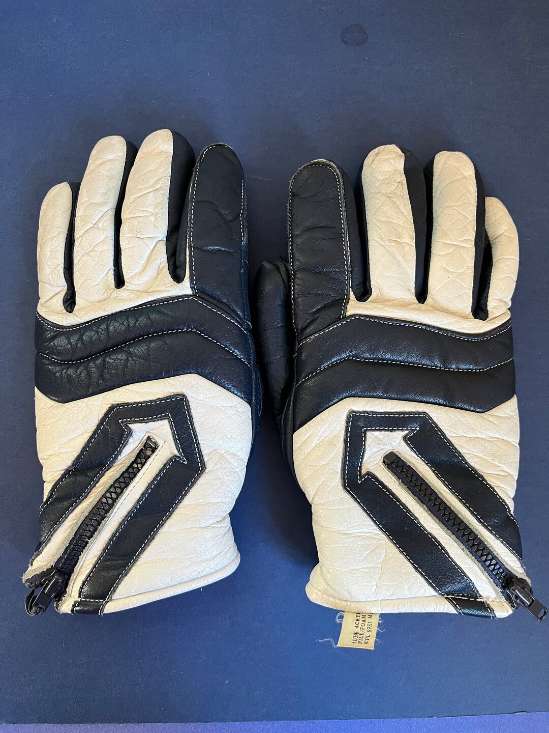 Vtg Aris Mens Med Blue/white Ski Gloves Etsy