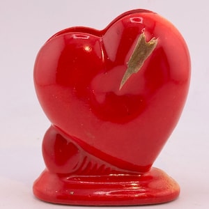 Vintage Valentines Day Red Gold Heart Planter Small