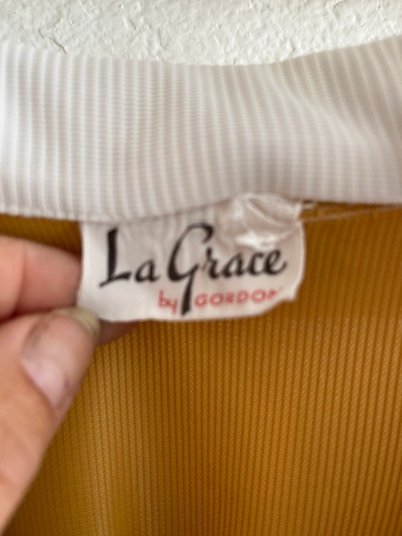 1960’s La Grace Diner Blouse Mustard Yellow - image 5