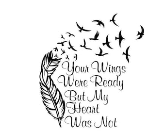 Word Art Pictures, Sparkle GLITTER Frame Your Wings Were Ready My Heart Was 