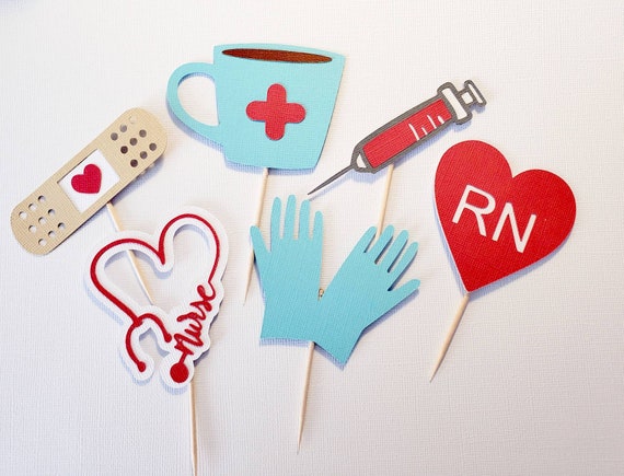 12 Count Nurse Cupcake Toppers Nurse Decorations Nurse Etsy
