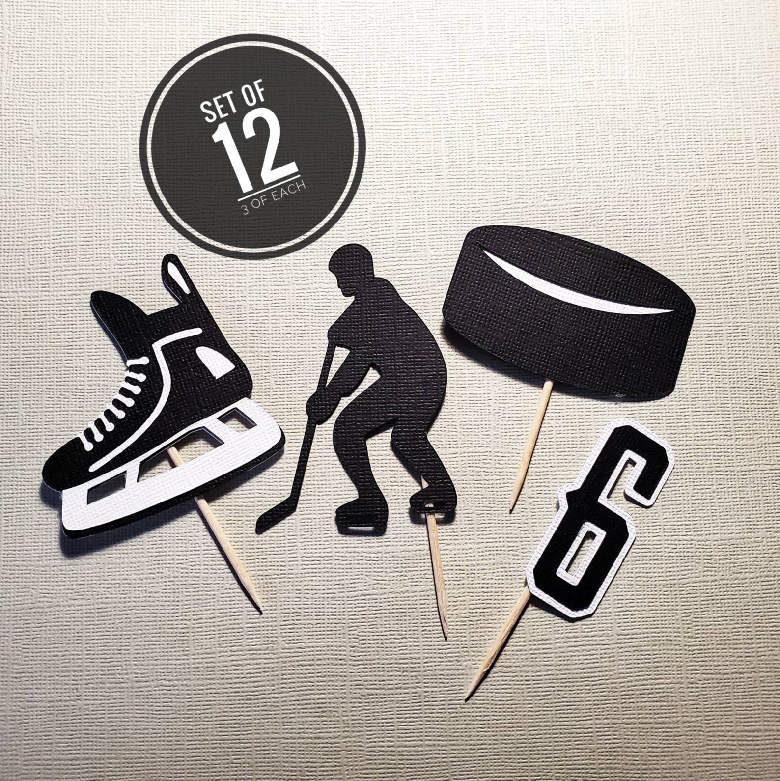 Hockey Cupcake Toppers Hockey Party Hockey Birthday Hockey Etsy