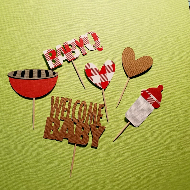 12 BABYQ Cupcake Toppers Baby Q Decorations Baby Shower BBQ Etsy