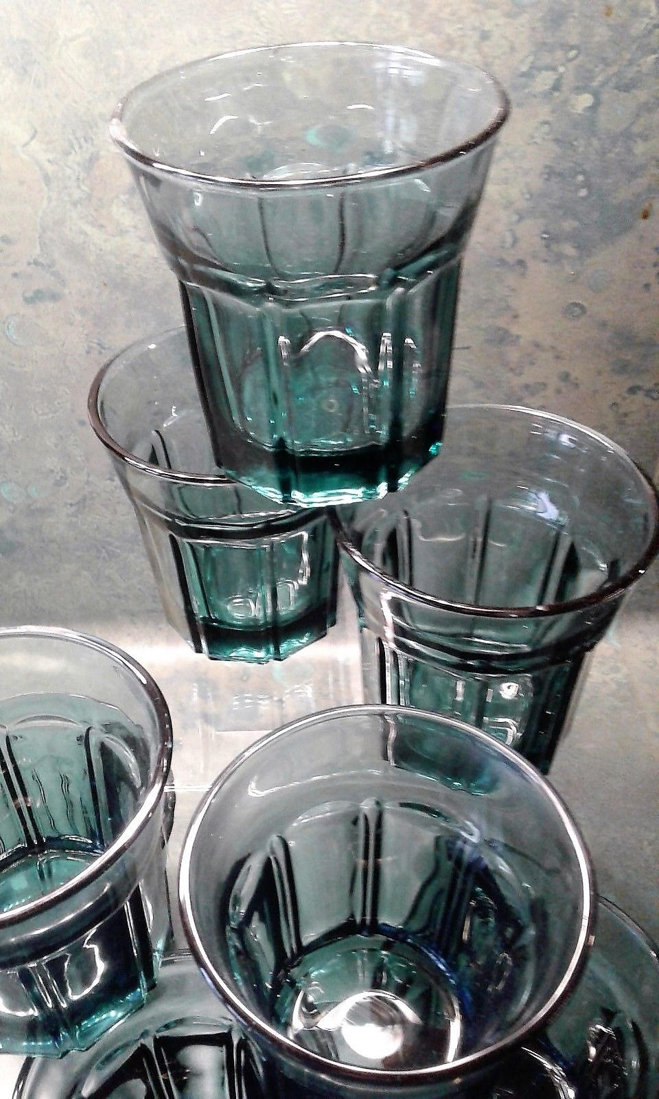 Teal 8 Panel Short Tumbler Drinking Glasses 8 ozs. Set of | Etsy