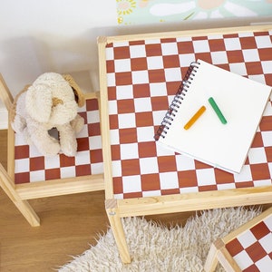 Checkered Contact Paper, Shelf Liner, Drawer Liner, Peel & Stick - Colored Pattern on White, multiple options, 19.5" x 52" roll