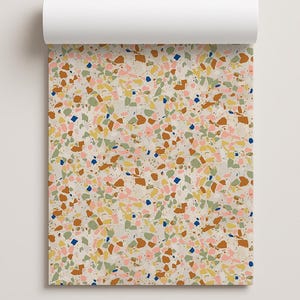 Terrazzo Confetti Contact Paper, neutral sage yellow & blue