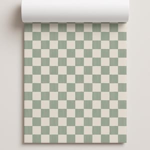 Kontaktpapier mit Schachbrettmuster, staubiges Mintgrün und Weiß