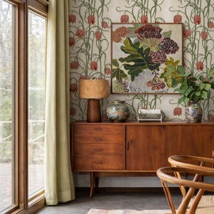 Campanas Wallpaper, neutral and burnt orange