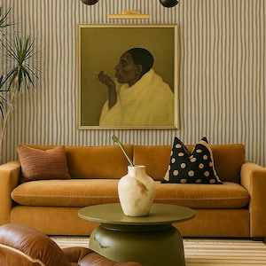 Dolce Stripe Wallpaper, off-white and butter yellow - Peel and Stick Wallpaper, Traditional Pasted Wallpaper, Removable