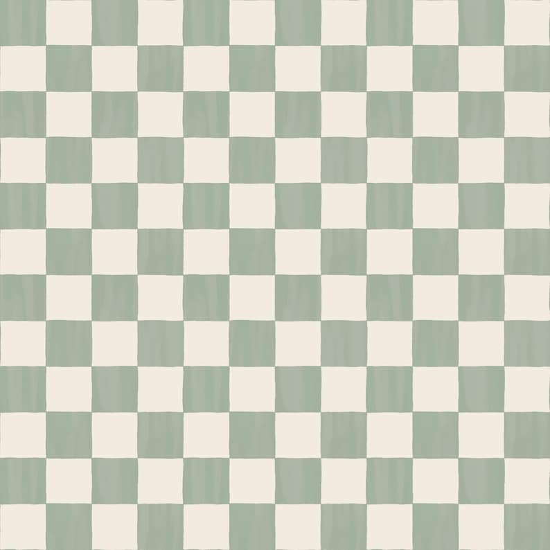 Checkers Contact Paper, dusty mint & white Peel & Stick