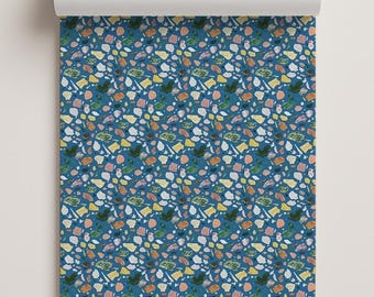 Papel de contacto de terrazo pintado, azul intenso