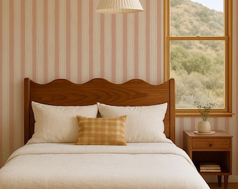 Riviera Stripe Wallpaper, off-white and peach