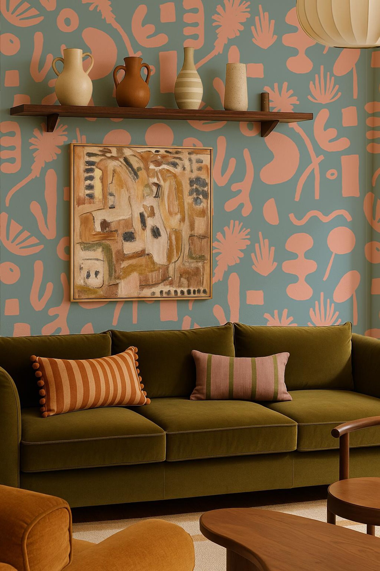 Pool Side Wallpaper, Blue and Pink - Etsy