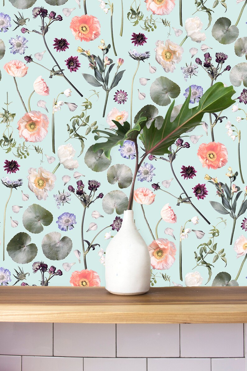 Floral Finds REMOVABLE Fabric Wallpaper Peel & Stick - Etsy