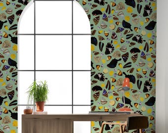 Vlinder Terrazzo Behang, mintgroen