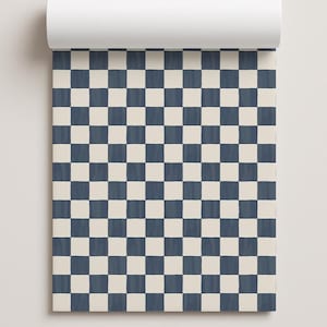 Checkers Contact Paper, stormy blue & white