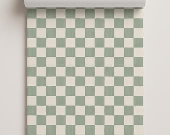 Checkers Contact Paper, dusty mint & white