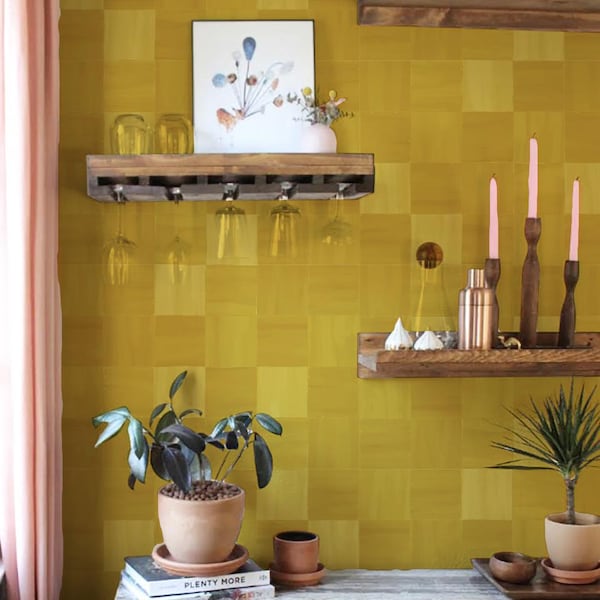 Zellige Wallpaper, mustard