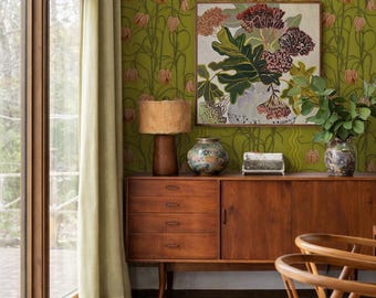 Campanas Wallpaper, chartreuse and orange