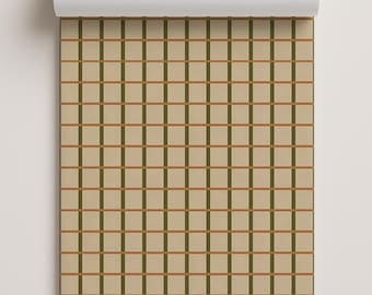 Ginnie Contact Paper, beige orange and dark olive