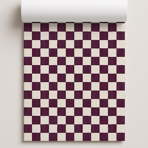 Checkers contactpapier, aubergine en wit