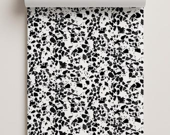 Papel de contacto Terrazzo Confetti, blanco y negro