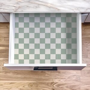 Checkers Contact Paper, dusty mint & white image 2