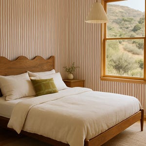 Dolce Stripe Wallpaper, off-white and peach