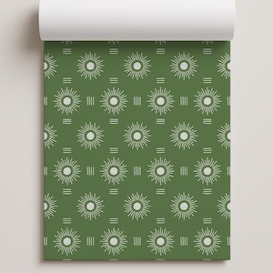 Sun Rays Contact Paper, green and white