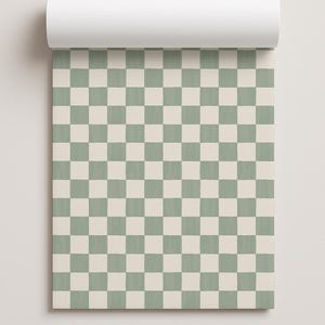 Checkers Contact Paper, dusty mint & white image 1