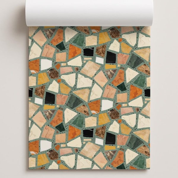 Dolce Terrazzo Contact Paper, dusty mint & multicolor